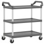 Carrito de 3 niveles aluminio gris 99x50x96 cm