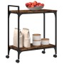 Carrito cocina madera ingeniería roble ahumado 60,5x31x72,5 cm