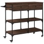 Carrito de cocina madera ingeniería marrón roble 105x42x95 cm
