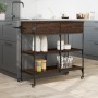 Carrito de cocina madera ingeniería marrón roble 105x42x95 cm