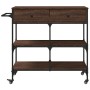 Carrito de cocina madera ingeniería marrón roble 105x42x95 cm