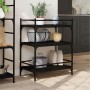 Carrito de cocina de madera de ingeniería negro 65x40x86,5 cm
