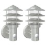 Apliques de exterior con sensor 2 unidades acero inoxidable