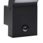 Lámparas de pared LED exterior con sensor 2 uds aluminio negro