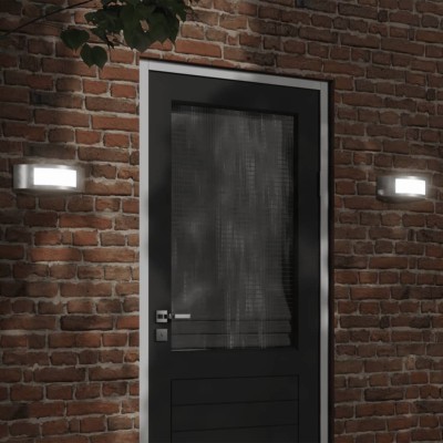 Apliques de exterior 2 unidades acero inoxidable plateado