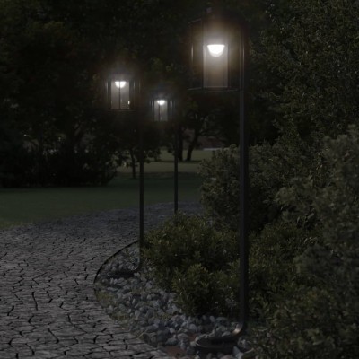 Lámparas de suelo exterior 3 uds acero inoxidable negro 100 cm
