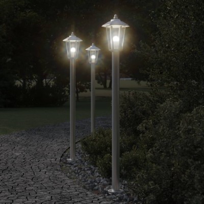 Lámpara de suelo de exterior acero inoxidable plateado 120 cm