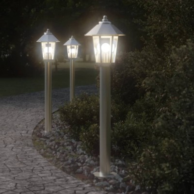 Lámpara de suelo de exterior acero inoxidable plateado 80 cm