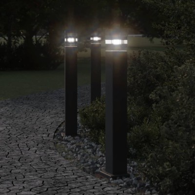 Lámpara de suelo de exterior aluminio negro 80 cm