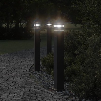 Lámpara de suelo de exterior con enchufe aluminio negro 80 cm