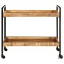 Carrito de cocina madera maciza de mango rugosa 80x55x70 cm