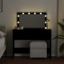 Tocador con luces LED negro 100x40x120 cm