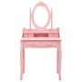 Juego de tocador y taburete madera paulownia rosa 75x69x140 cm