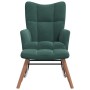 Silla mecedora con reposapiés terciopelo verde oscuro
