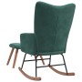 Silla mecedora con reposapiés terciopelo verde oscuro