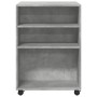 Mesa auxiliar ruedas madera ingeniería gris hormigón 55x60x78cm