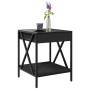 Mesita de noche con Infinity LED negra 40x40x49 cm