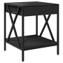 Mesita de noche con Infinity LED negra 40x40x49 cm