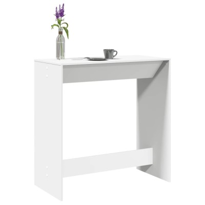 Mesa alta de bar madera ingeniería blanca 102x50x103,5 cm