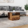 Mesa de centro con luces LED madera envejecida 50x49x40 cm