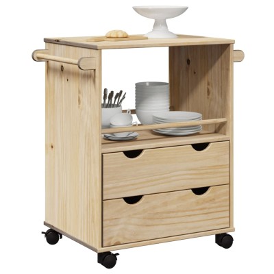 Carrito de cocina OTTA madera maciza de pino 59x45x80 cm