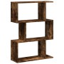 Librería divisora 3 niveles madera roble ahumado 70x24x97 cm