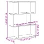 Librería divisora 3 niveles madera roble ahumado 70x24x97 cm