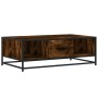 Mesa de centro madera ingeniería metal roble humo 100x57x35 cm