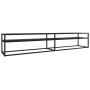 Mueble de TV vidrio templado color mármol negro 220x40x40,5 cm