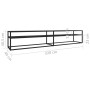 Mueble de TV vidrio templado color mármol negro 220x40x40,5 cm