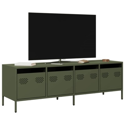 Mueble TV acero laminado en frío verde oliva 135x39x43,5 cm