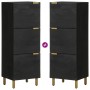 Aparador alto de madera de ingeniería negro 40x33x110 cm