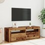 Mueble TV luces LED madera ingeniería envejecida 120x35x40 cm