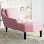 Tumbona con almohada y reposabrazo derecho terciopelo rosa