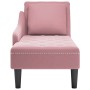 Tumbona con almohada y reposabrazo derecho terciopelo rosa