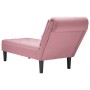 Tumbona con almohada y reposabrazo derecho terciopelo rosa
