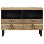 Mueble de TV madera maciza de mango rugosa negro 70x33,5x46 cm