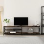 Mueble TV metal madera contrachapada roble ahumado 200x40x50 cm