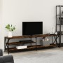 Mueble TV metal madera contrachapada roble ahumado 200x40x50 cm