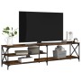 Mueble TV metal madera contrachapada roble ahumado 200x40x50 cm