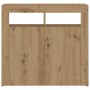 Aparador luces LED madera ingeniería roble artisan 80x35x75 cm