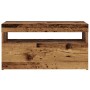 Mueble TV luces LED madera ingeniería envejecida 75x35x40 cm