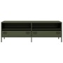 Mueble TV acero laminado en frío verde oliva 135x39x43,5 cm