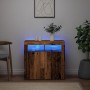 Aparador con luces LED madera ingeniería envejecida 80x35x75 cm