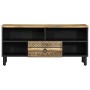 Mueble de TV madera maciza de mango rugosa negro 100x33,5x46 cm
