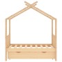 Estructura de cama infantil con cajón madera de pino 70x140 cm