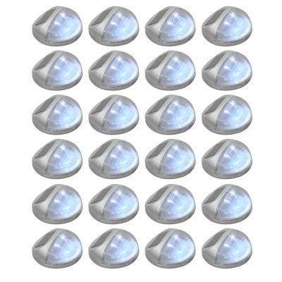 Lámparas solares LED de pared exterior redonda 24 uds plateadas