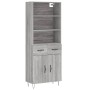 Aparador alto madera contrachapada gris sonoma 69,5x34x180 cm