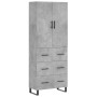 Aparador alto madera contrachapada gris hormigón 69,5x34x180 cm