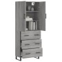 Aparador alto madera contrachapada gris sonoma 69,5x34x180 cm